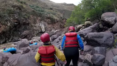 Is A 1 Day Tour To Urubamba River Rafting, Cusco Worthy? : Sheep herd near the Urubamba river
