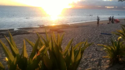 What are the best beaches in Tahiti? : Sunset on Moorea from PK18 beach