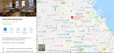 Where is the best chinese food in Chinatown San Francisco? : Best Chinese food in San Francisco in Grant Place restaurant location on Google map