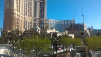 Walking on the best parts of Las Vegas strip up to the neon museum : View on Venetian hotel