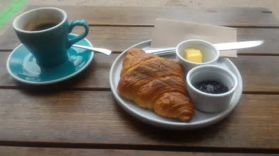 Cheap eats Auckland: what are the best cheap places to eat in Auckland? : Coffee and croissant with butter and jam at Little Bread&Butter in Ponsonby Central