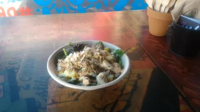 Cheap eats Auckland: what are the best cheap places to eat in Auckland? : Breakfast chicken with pineapple breakfast cheap eat at Ha! Poke Bowl Hawaiian restaurant Ponsonby