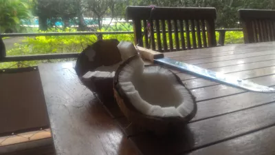 What to eat in Tahiti in the middle of the Pacific ocean? : Fresh coconut opened at home