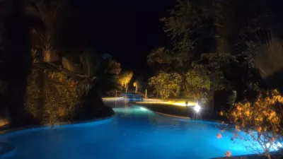 How is the longest swimming pool in Polynesia? : Night swim in the pool under the stars