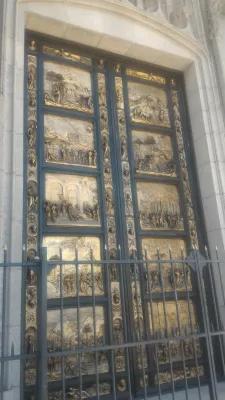 The best walking San Francisco city tour! : Grace catehdral door with Christ stations