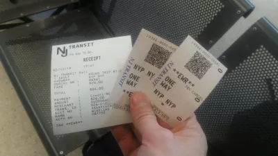 World tour second continent: arrival in USA : NJ transit train tickets from Newark airport to Manhattan, New York City